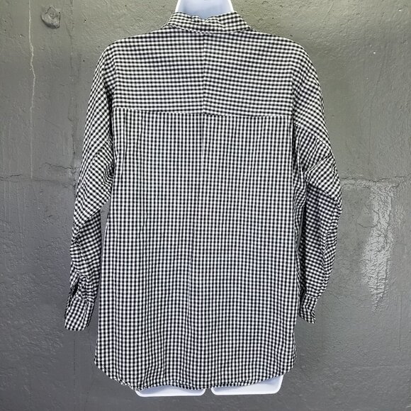 INDIBRAND Popover Blouse Women's L Collared Gingham Check Long Sleeve Cotton - Picture 7 of 14